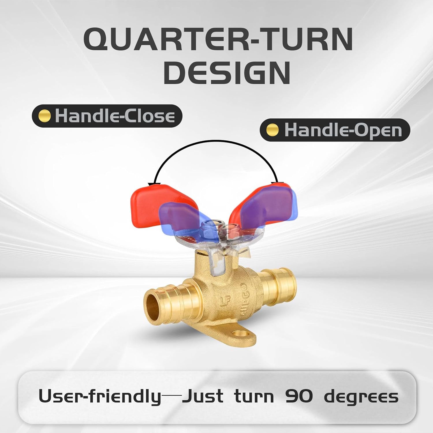 10 Pack Foskan PEX-A Expansion Drop Ear Ball Valve, 3/4" Full Port Shut-off Valve with Blue or Red Butterfly Handle for PEX-A Pipe Connection