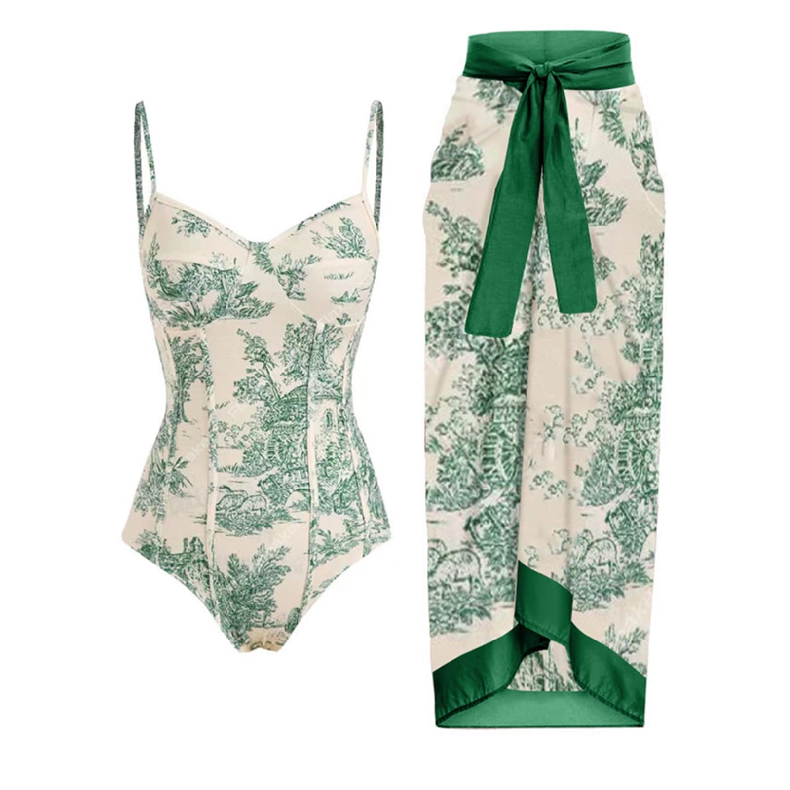 Stampa di Costume da Bagno Intero Semplice E alla Moda, Stile Slim, Bikini A Vita Alta, con Apertura sul Retro (Color : Khaki, Size : XL)