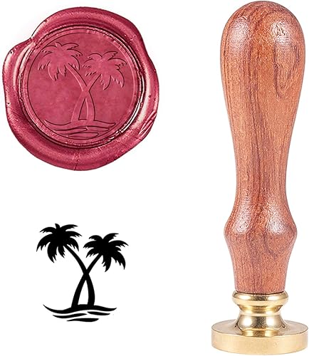 PH PandaHall Sello de cera de árbol de coco, sello de sellado de plantas, sello de cera retro vintage para adornos de boda, adornos de sobres,
