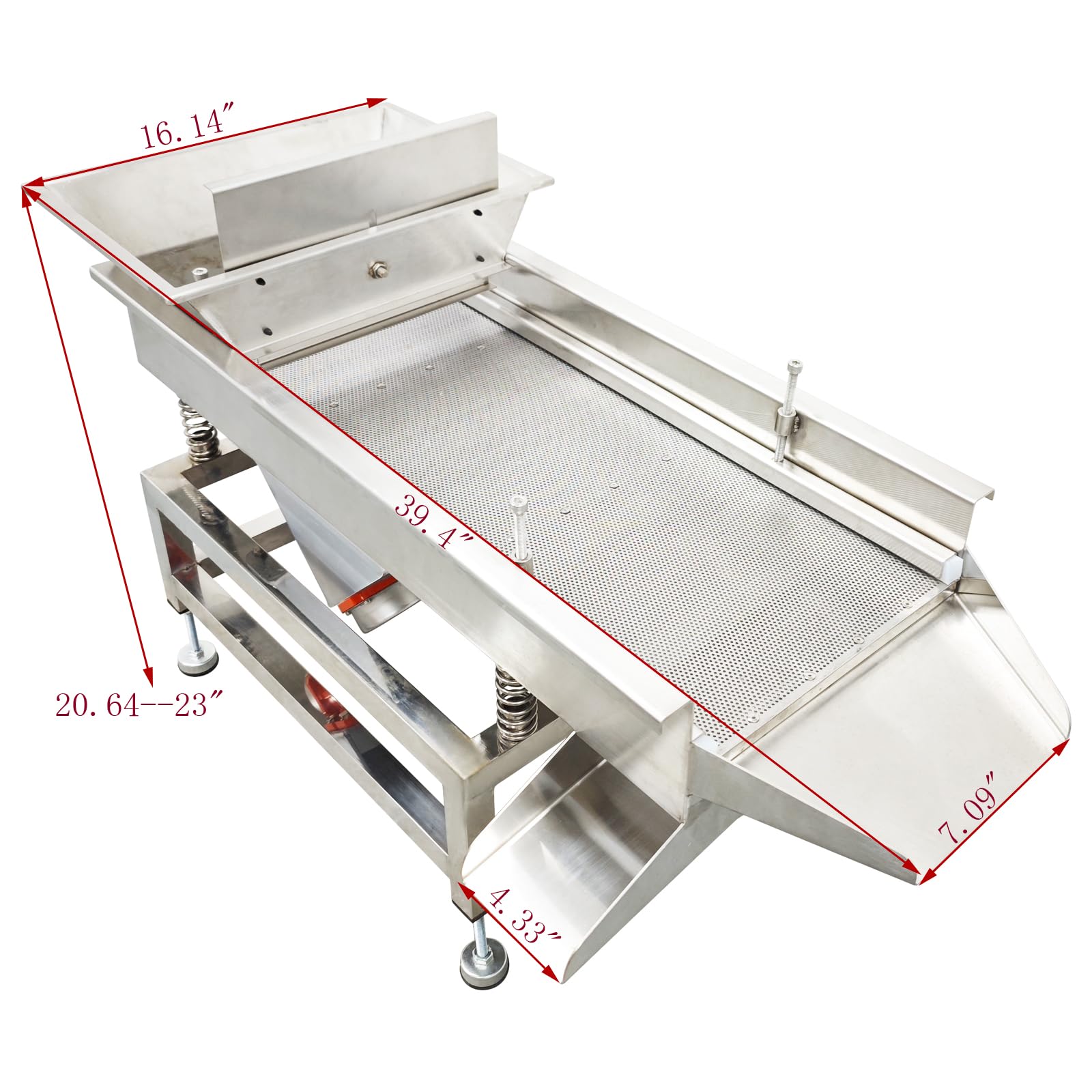 WYDDDARY Stainless Steel Linear Vibrating Screen Dual Motor Linear Sifter Machine (2mm Round Hole Mesh) 110V TB608