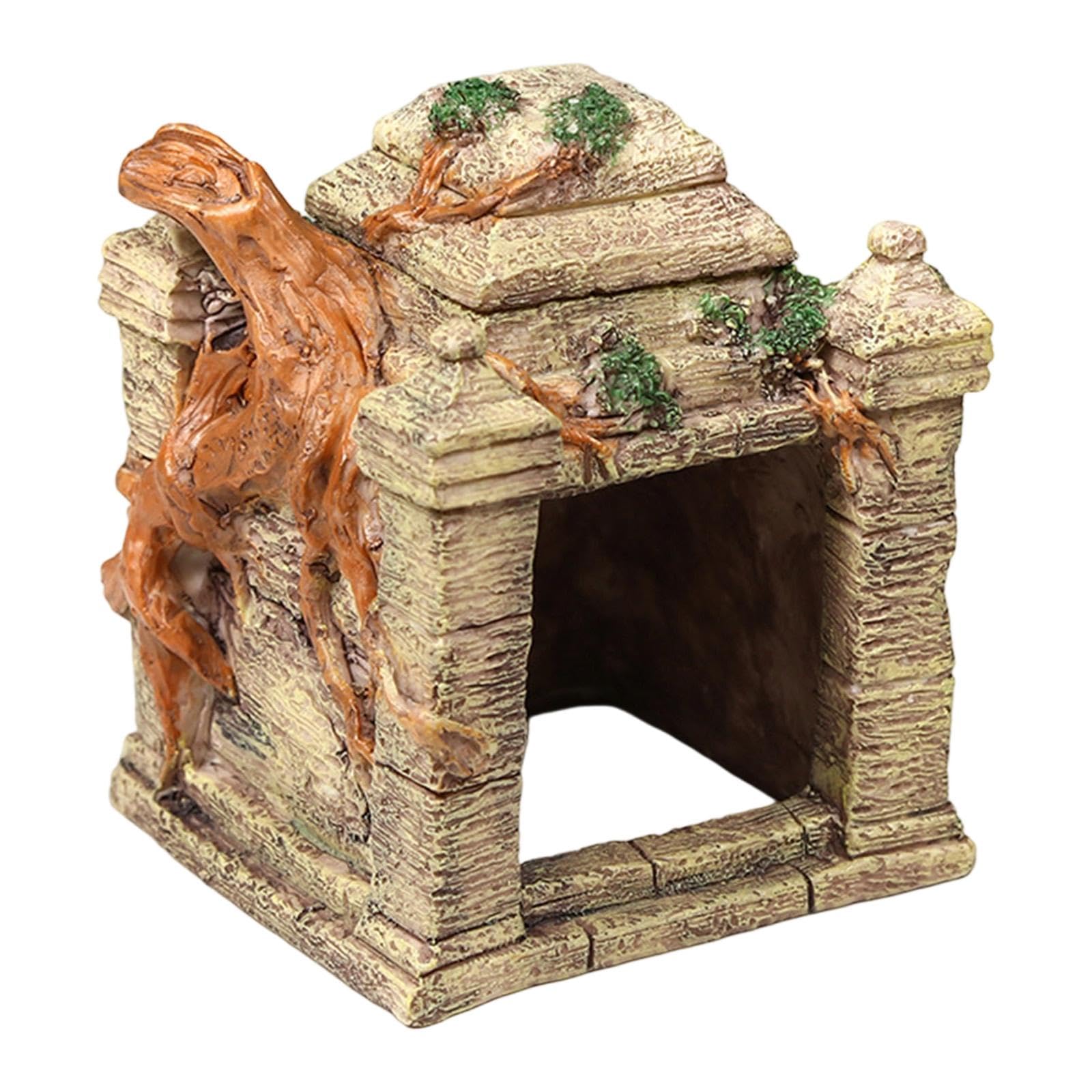 Nascondiglio In Resina Con Aspetto Roccia Per Terrario | design rupestre realistico, rifugio e zona prendisole, decorazione versatile per terrario, adatto a gechi e tartarughe