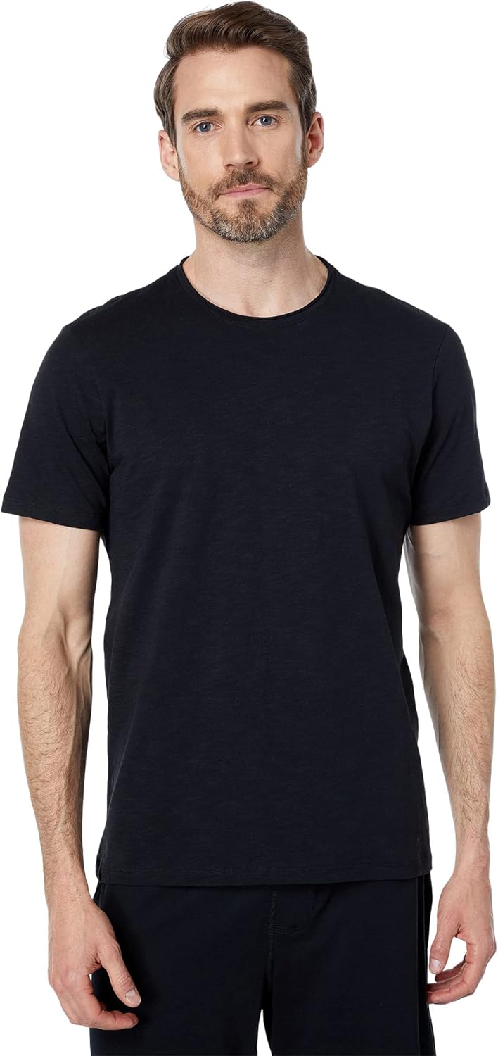 Barefoot Dreams Malibu Collection Men's Slub Cut Neck T-Shirt, Short Sleeve, Crew Neck Tee