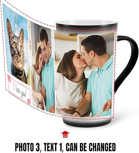 Miniatura 8 de Taza personalizada, tazas personalizadas que cambian de color, con collage de 3 imágenes, taza de café mágica con foto, imagen, nombre, texto,
