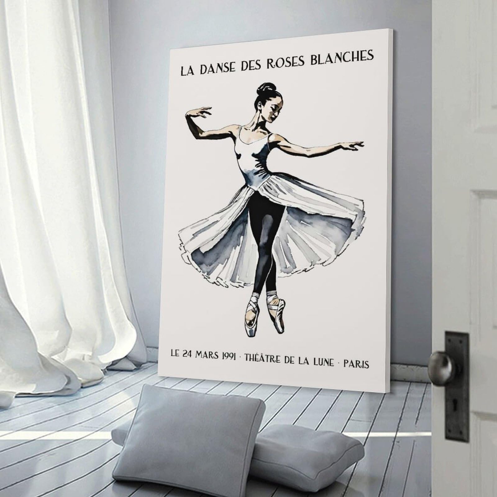 Junmoney Decorative Canvas Print Ballet Dancer in White Tutu, 20x30inch(50x75cm), for New Homes, Bedrooms Or Workspaces, A Wall Art Gift for Fresh Interiors