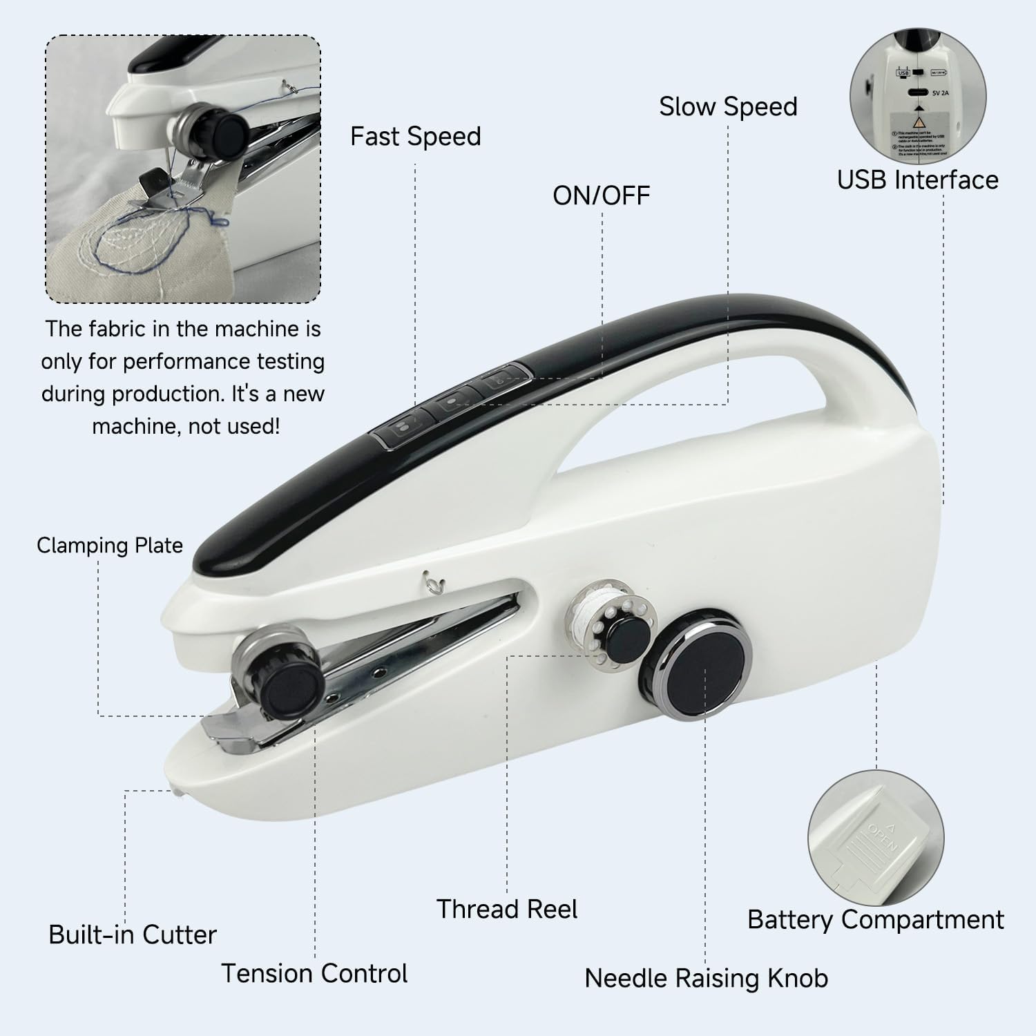 Handheld Sewing Machine, 2-Speed Electric Mini Sewing Device for Beginners, Portable Sewing Machine with Complete Kit for Home DIY, Travel & Emergency Repair - Image 5