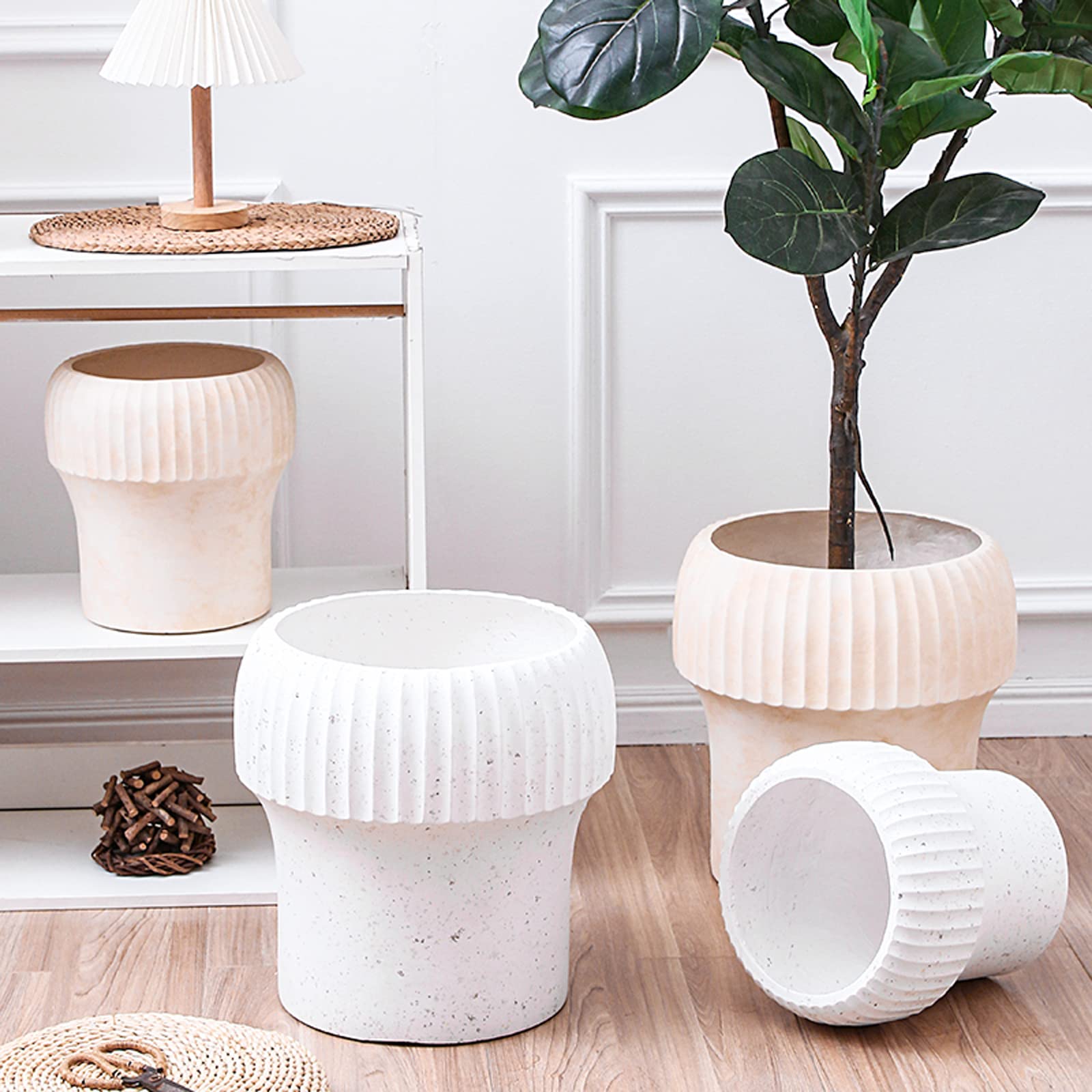 Vasi da Giardino Vasi da Fiori in Cemento, vasi da piantare Moderni con Foro di drenaggio, Vaso da Fiori Decorativo per l'home Office, fioriere per Interni ed Esterni