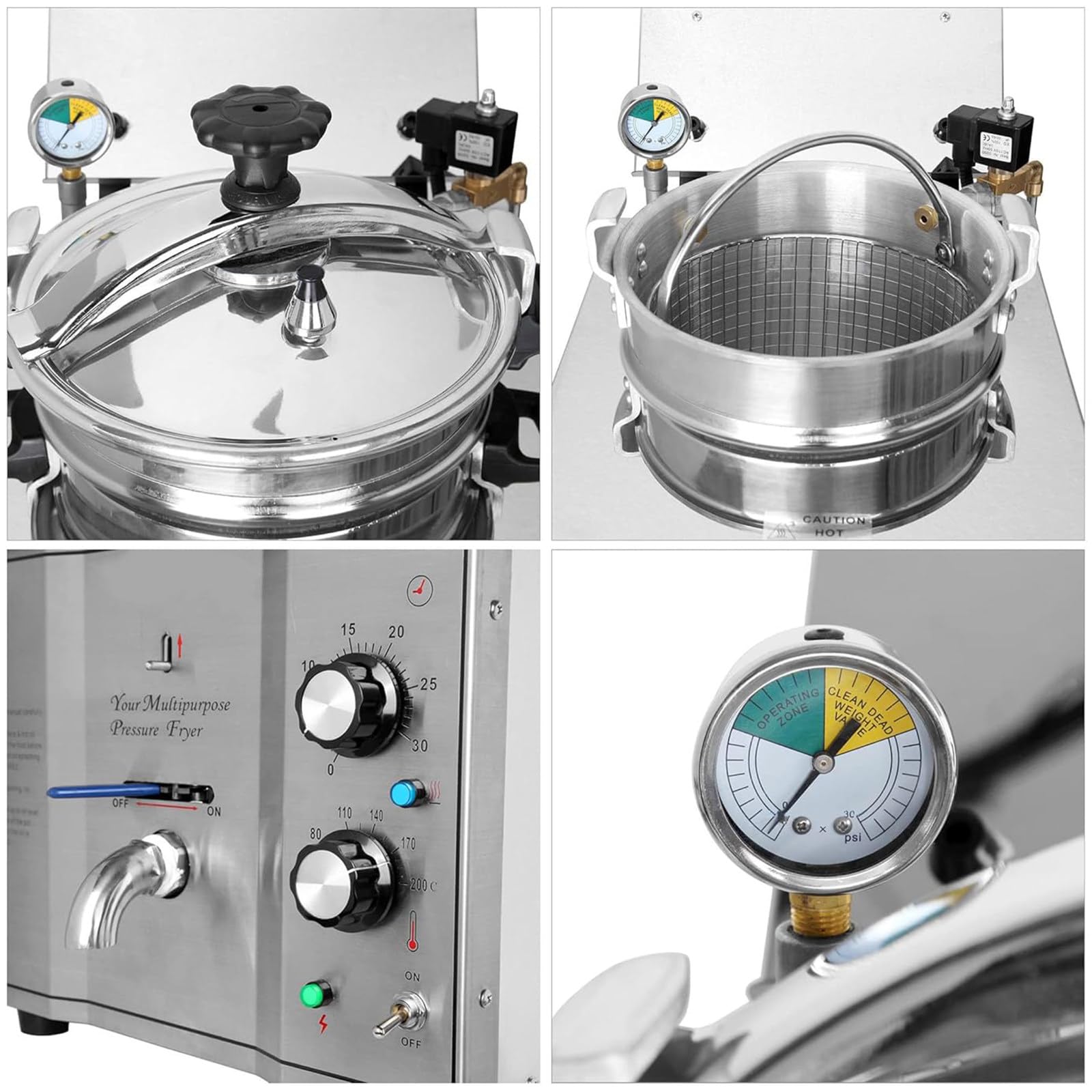 Macchina per Friggere Il Pollo Commerciale, Friggitrice ad Alta Pressione da 3000W, Friggitrice Elettrica da Banco da 16 Litri con Cestello, 50-200℃, per Snack Bar