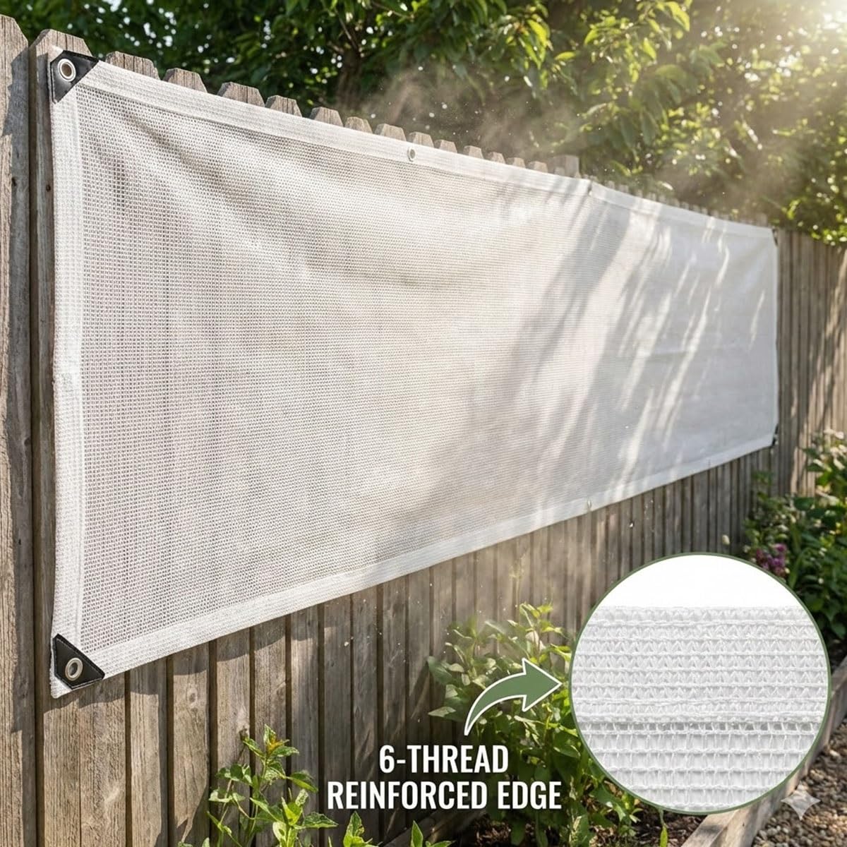 Filet solaire respirant 50 % blanc avec œillets pour serre et jardin (8 x 8 m) Idéal pour les plantes et la terrasse Protège des UV et léger