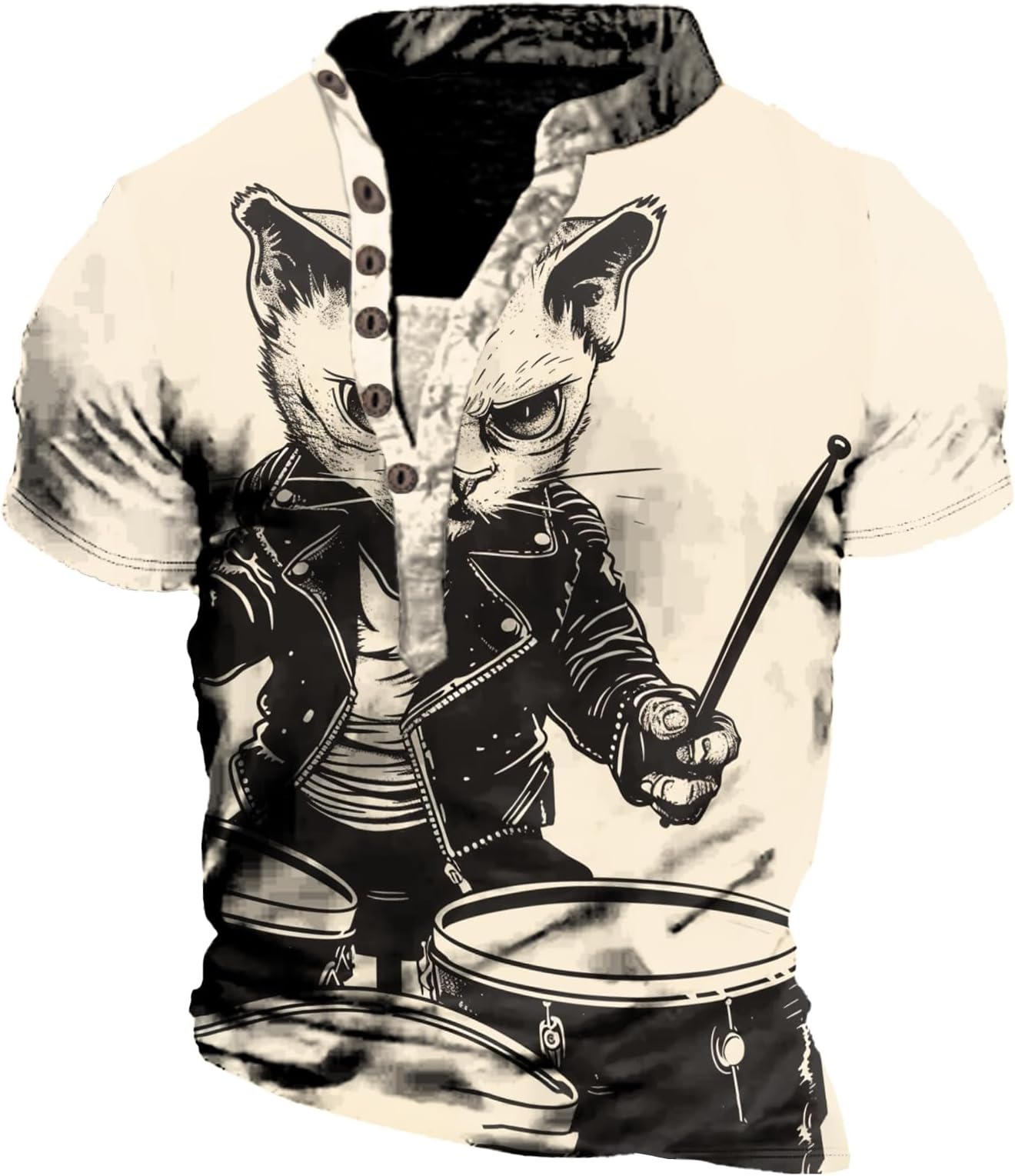 - Henley Shirts for Men Animal Print Short Sleeve Pullover Button Stand Collared Casual Novelty Workout Tunic Tops