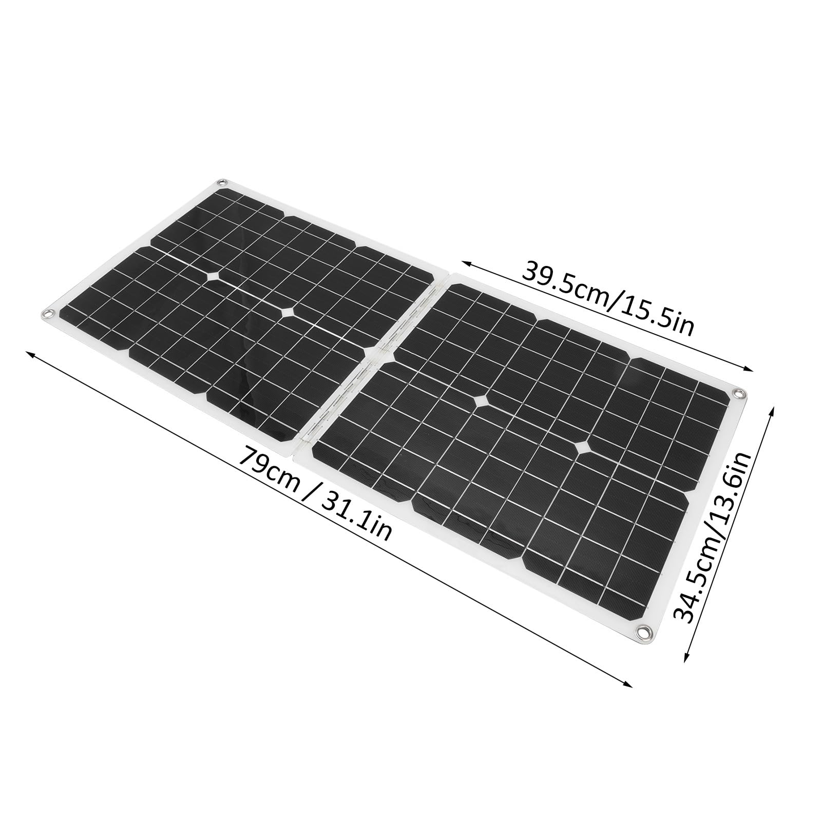 Hyuduo Pannelli Solari da 50 W, Pannello Solare Pieghevole in Polisilicio 2A Pannello Solare Portatile, Alta Efficienza di Conversione per la Ricarica della Batteria dell'auto per, Viaggi in