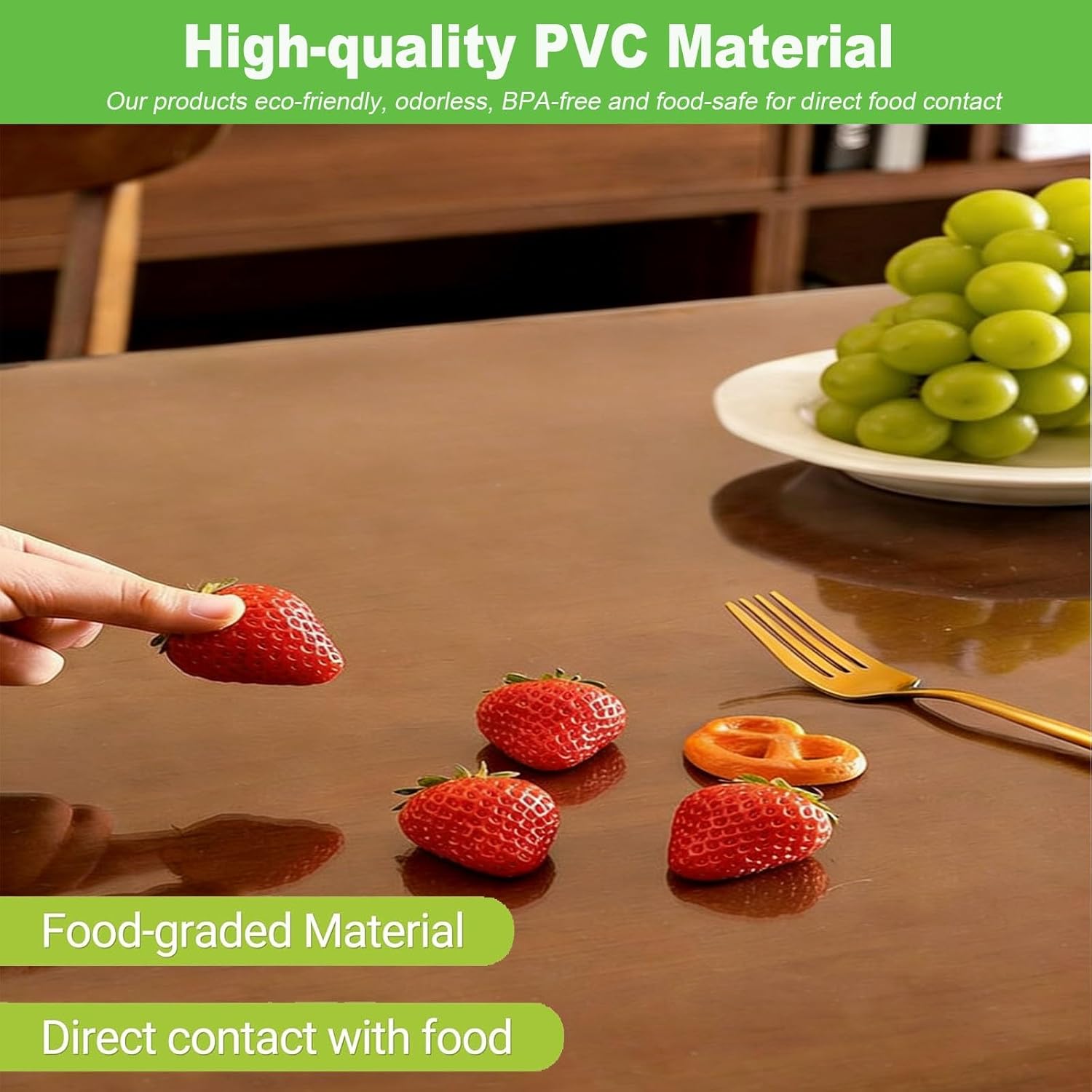 43x108in Clear Plastic Protector, 2mm PVC Vinyl Heat Resistant Transparent Desk Mat for Wood Furniture Dining Room Table Top Protection, Can Be Trimmed to Fit Irregular Occasion