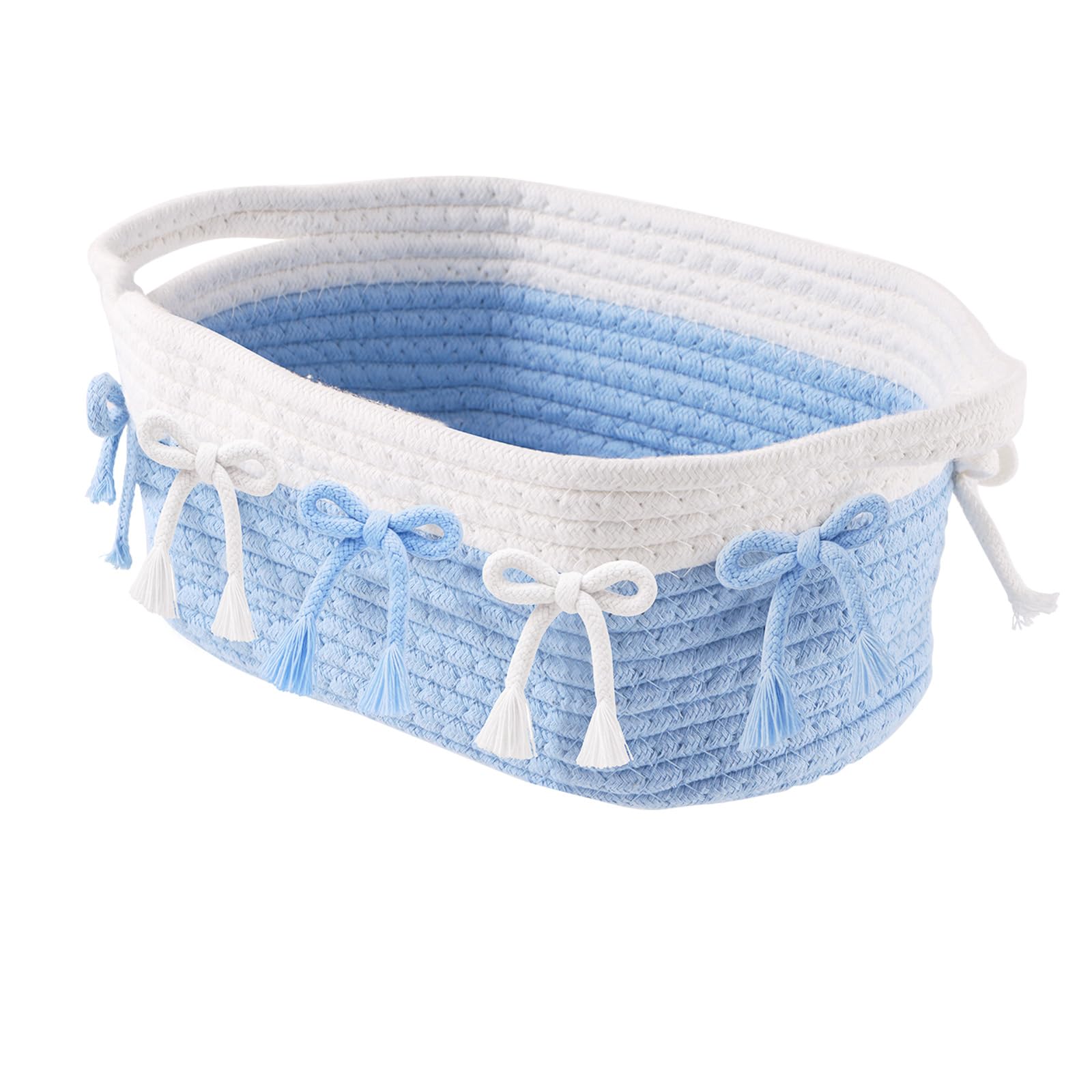Photo 1 of Simihiran Blue Bow Woven Rope Storage Basket