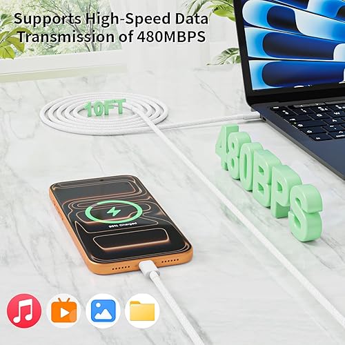 Miniatura 6 de Cargador de pared de 40 W con 60 W máximo, 1 enchufe plegable y cable USB C-C de 10 pies, adaptador de cargador rápido adecuado para dispositivos