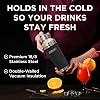 Bartesian Insulated CocktailShaker - Double Walled Vacuum Insulated Home Bar Shaker with Built-In Strainer & Drinking Lids
