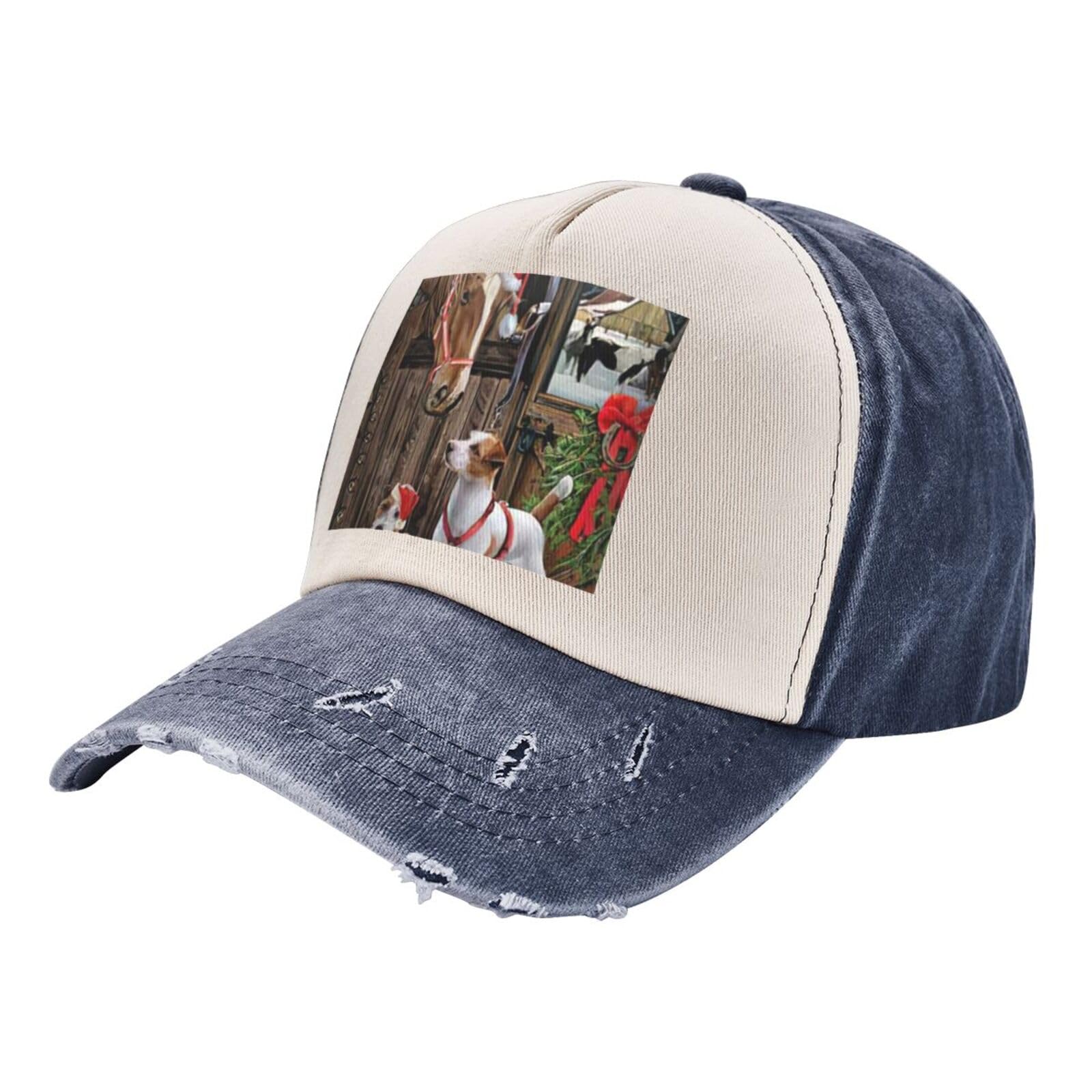 Egomed Unisex As Picture Baseball Cap,Washed Denim Baseball Cap Sports Cap Dad Hats Trucker Hats For ,Christmas Horse Jack Russell Terrier Puppy Dog