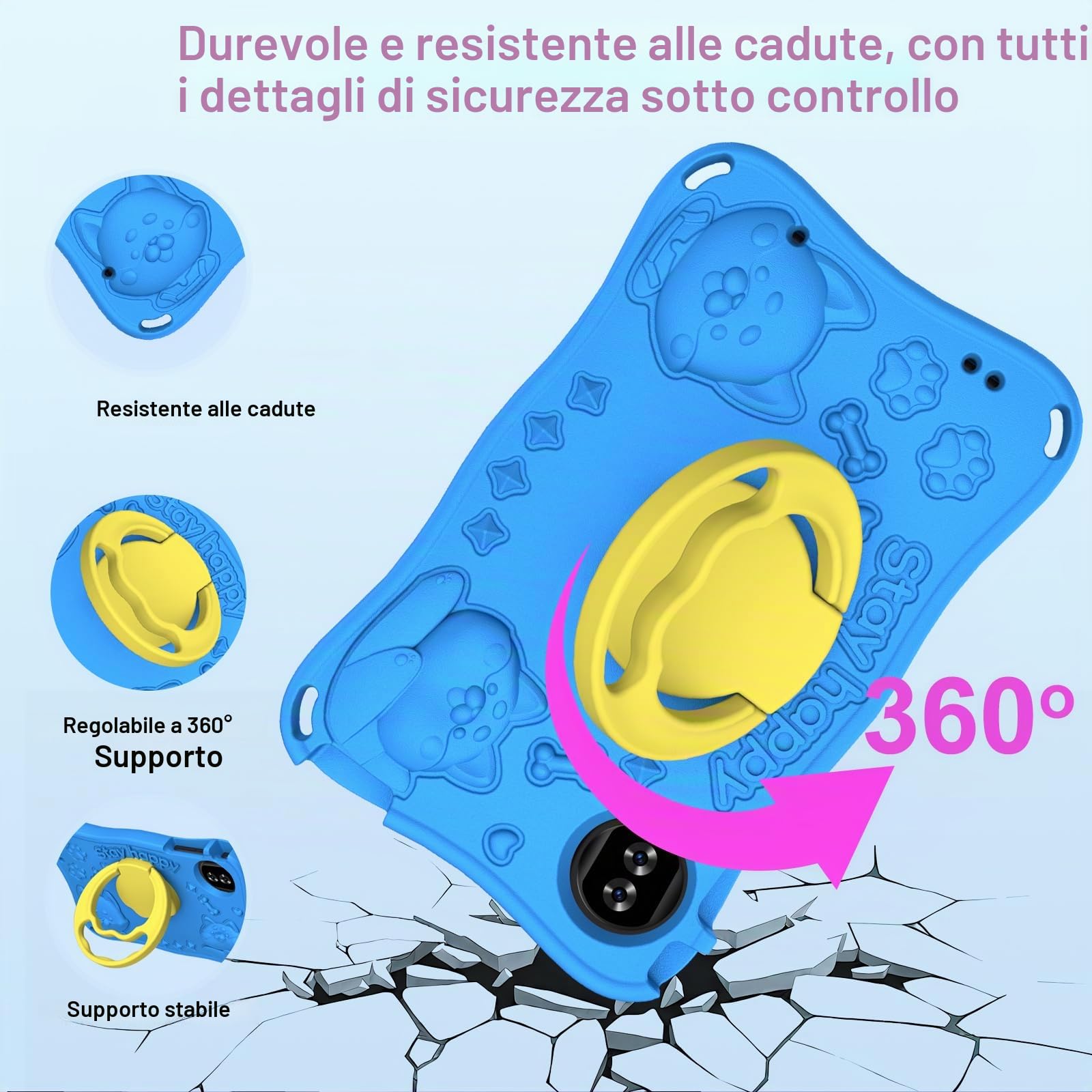 Tablet Android 15 Tablet 9 Pollici, 32GB ROM (TF 2TB), Octa-Core, Widevine L1, GMS, 5G+2.4G WiFi 6, 5 + 8 MP, 1340 * 800 Pixel, 5000mAh, Bluetooth 5.0, Control parentale, Eva - Blu