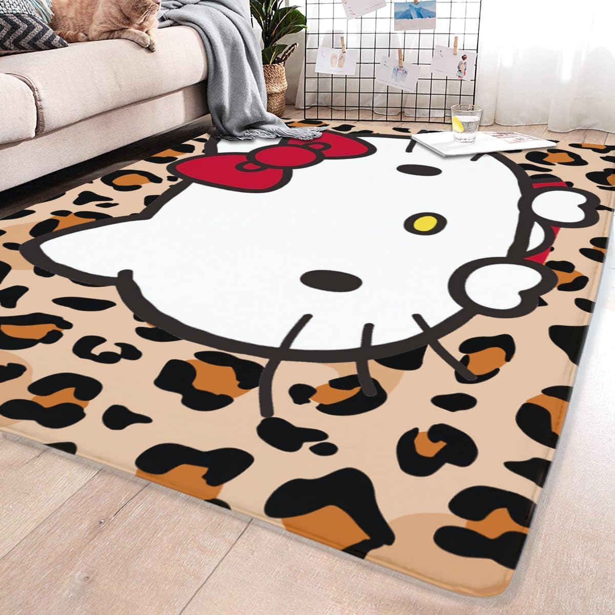 Amazon | ハローキティ 豹柄 ラグ カーペット 洗える ラグマット 滑り
