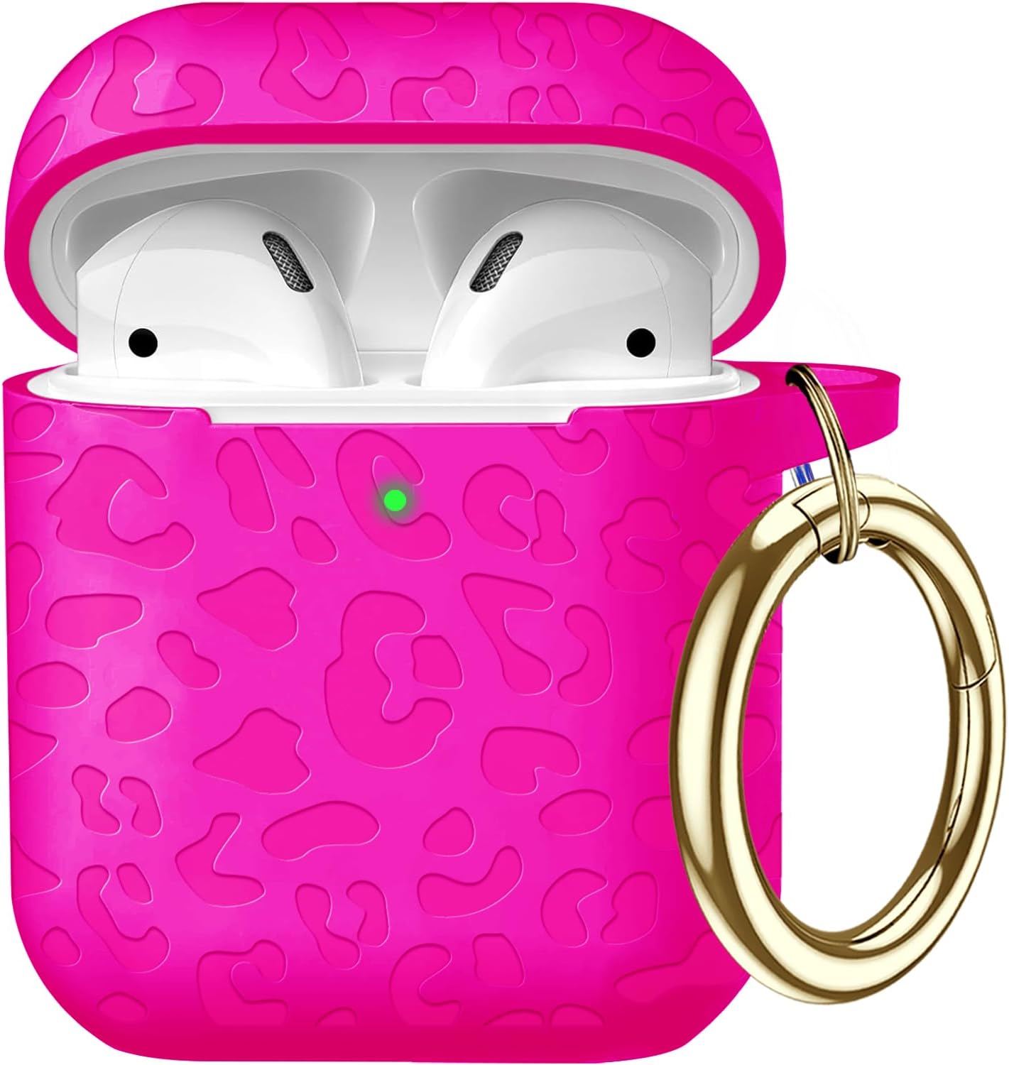 Leopard Engraved AirPods Case - Hot Pink