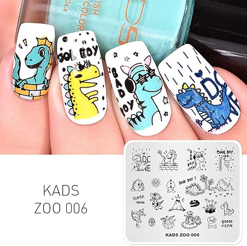 Miniatura 2 de KADS - Placa de estampación de uñas para decoración de uñas y dragón lindo (ZOO006)