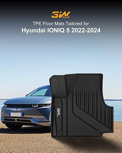 Miniatura 2 de 3W Alfombrillas para Hyundai Ioniq 5 2022-2024 (solo para consola móvil), revestimiento de suelo de TPE para todo tipo de clima, ajuste