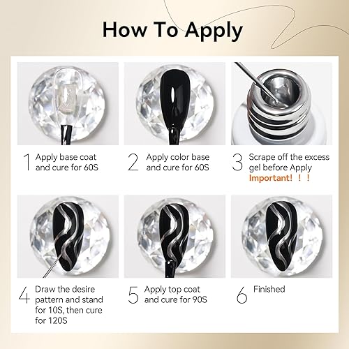 Miniatura 9 de MIZHSE Juego de esmalte de uñas con revestimiento de gel, pintura de gel dorada con purpurina para uñas, diseño de uñas en remolino, pintura de