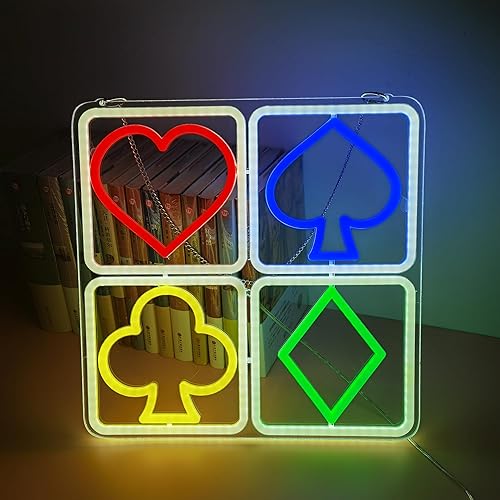 Miniatura 3 de Diyida Letrero de luz de neón LED de póquer para bar de cerveza, club, dormitorio, oficina, hotel, pub, cafetería, boda, fiesta, cumpleaños, arte,