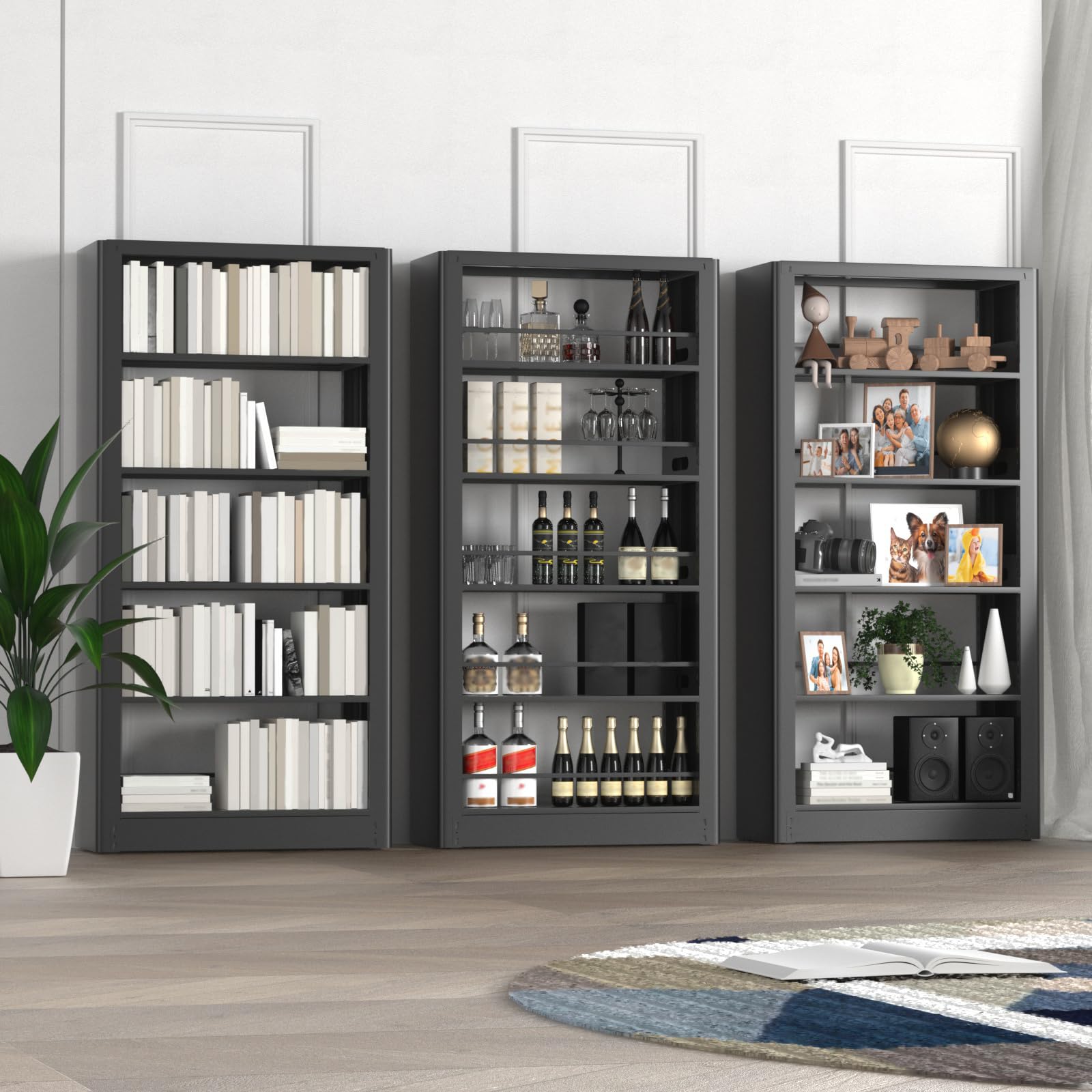 Libreria 6 Ripiani Con 2 Cassetti T4TREAM - 182,9 Cm Rovere Rustico - Foto 9