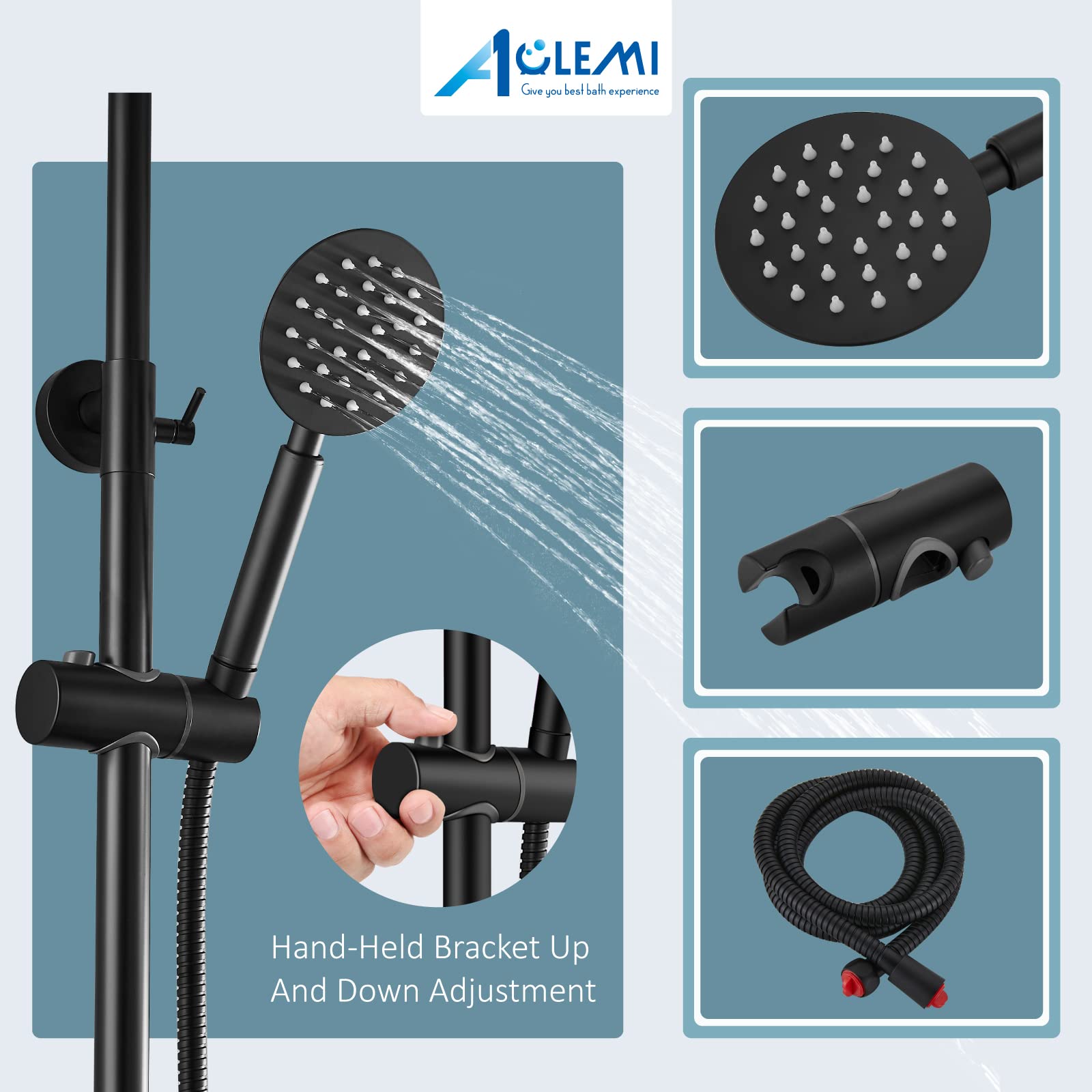 Aolemi Outdoor Shower Faucet Matte Black SUS304 Shower Fixture Combo