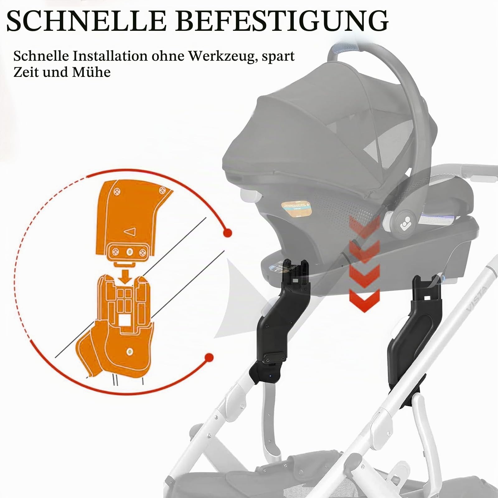 Oberer Adapter kompatibel mit UPPAbaby Vista V2 V3 Kinderwagen Kleinkindersitz Aria Mesa V2 Max Autositz-Zubehör 1 Set