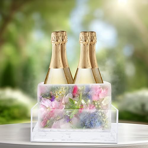 Miniatura 7 de Molde de hielo de 4 piezas para enfriar botellas de hielo, enfriador de botellas de hielo, molde de silicona para hielo, cubo de champán con estante