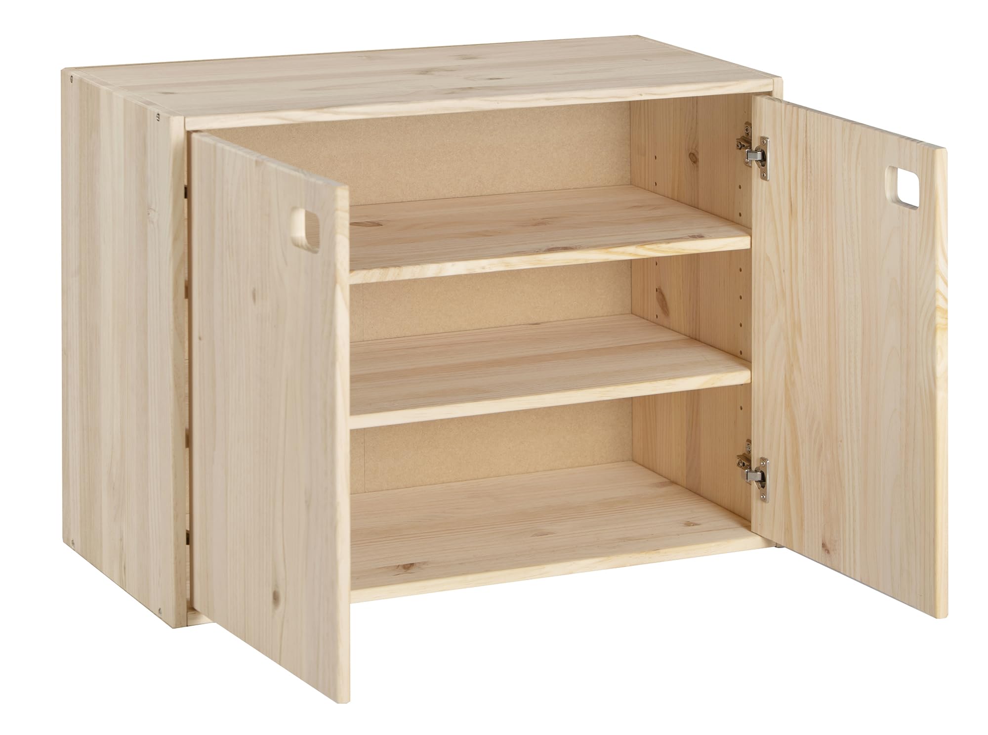 Astigarraga Kit Line Armoire de Rangement Dynamique 2 Portes et 3 étagères, Bois de pin - 53,5 x 70,8 x 33 cm