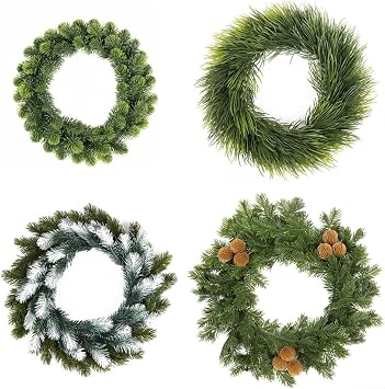 Artificial Spruce Wreath,Plain Christmas Wreath For Front Door, 30CM Artificial Spring Summer Wreath PVC Valentine Wreath For Farmhouse, Wedding, Home(30CM)
