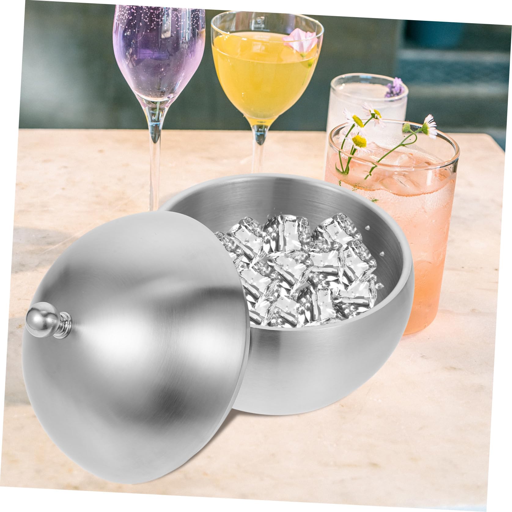 Cubo de Hielo Adecuado para Enfriar Bebidas Hogar para Vino de Acero Inoxidable Gran Capacidad Cubitera Elegante y Simple y Material Resistente