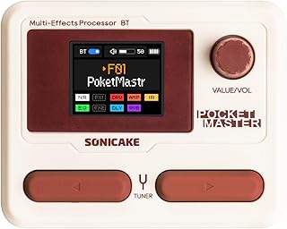 SONICAKE ポケットマスターポータブルマルチエフェクトペダル 100+ 内蔵ギター/ベース/音響効果、アンプモデリング、IRキャビネットシミュレーション、ステレオOTG USBオーディオインターフェイス、充電式(ホワイト)