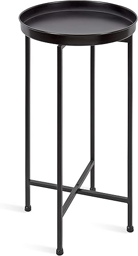 Miniatura 114 de Kate and Laurel Celia - Mesa redonda plegable de metal, negro con base dorada Dorado/Negro,Dorado/blanco,Negro -,Negro/Oro,Negro /Gris,Negro,