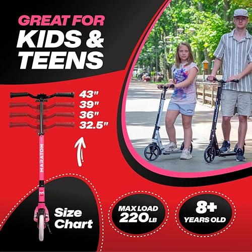 Miniatura 4 de Maraton Comfort 200 Scooter de dos ruedas Scooter ligero y duradero para adultos y niños, ruedas de poliuretano de 7.9 in de diámetro, rodamientos