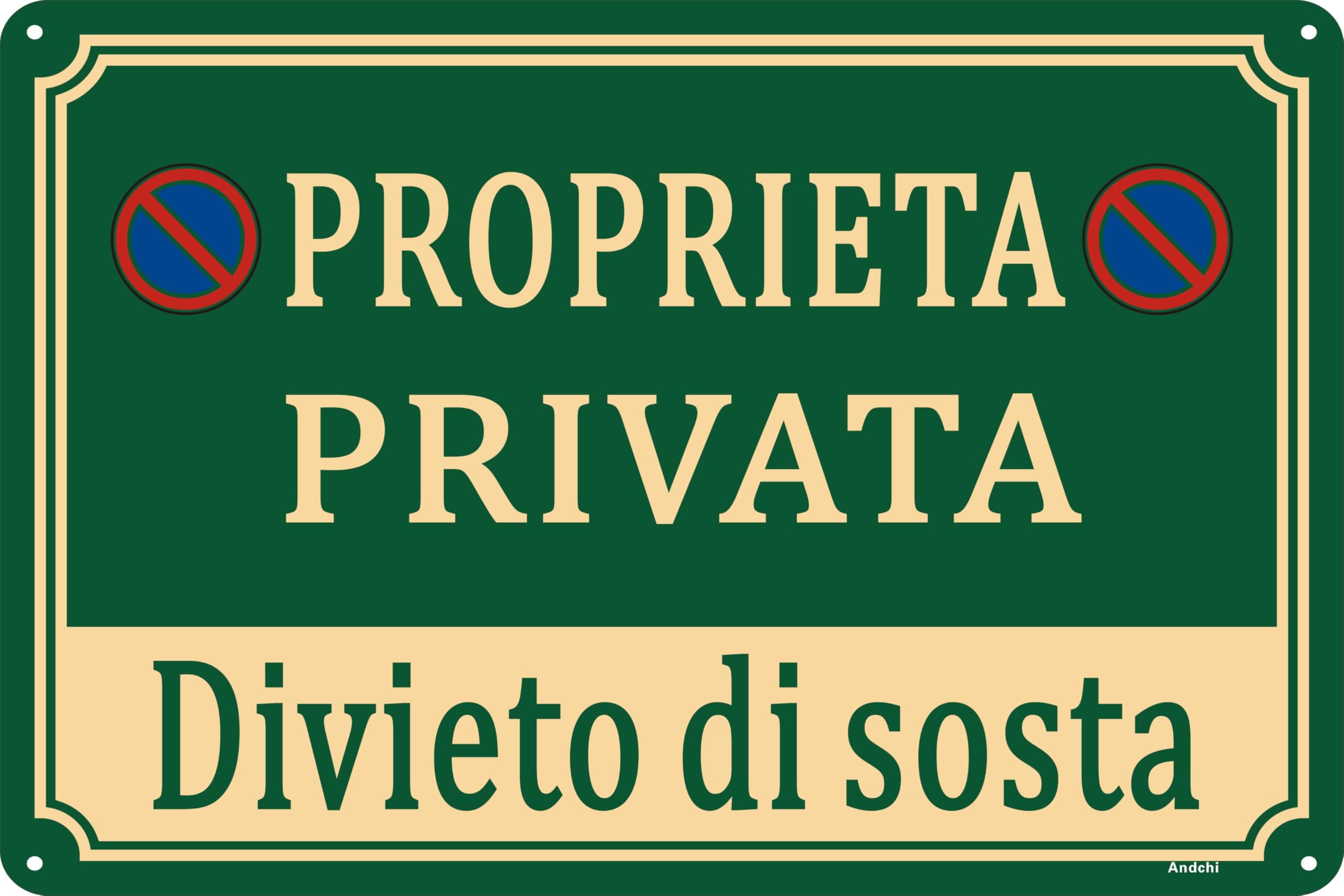 2pz Cartelli di proprietà privata sicurezza segni proprietà privata ha segni di sorveglianza in alluminio(Verde - Proprietà privata, 30 * 20cm)