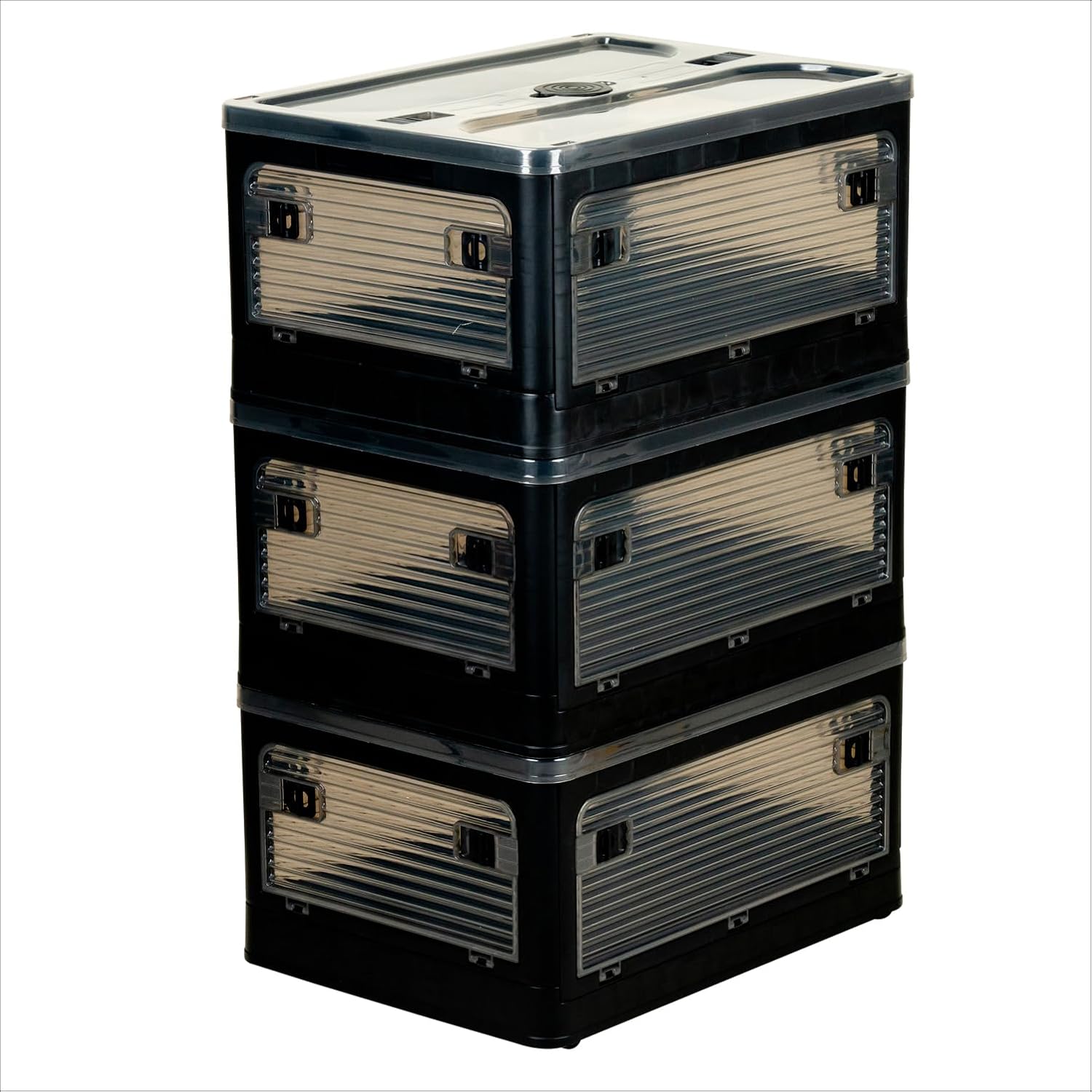 折りたたみ式収納ボックス Mサイズ ブラック 蓋付き