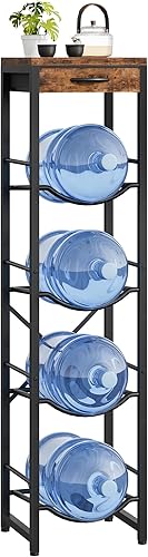 Miniatura 8 de Soporte para jarra de agua de 5 galones, soporte para botella de agua, estante de almacenamiento de 4 niveles con cajón, piezas de repuesto para