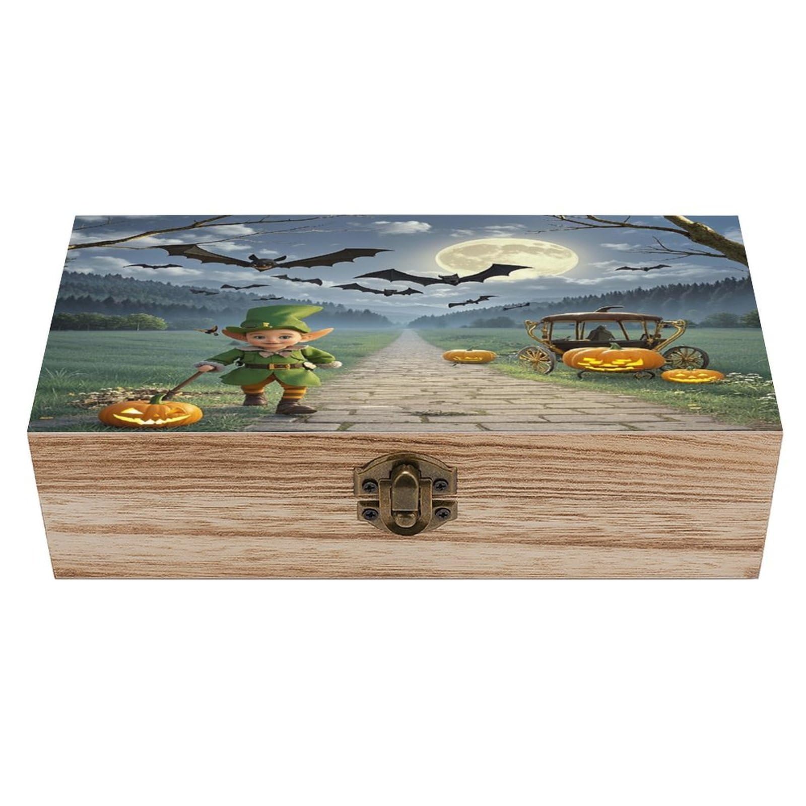 LZQPOEAS Moonlight Bat Night Wooden Box Storage Space to Organize Jewelry in A Beautiful Small Storage Box Decorative Card Boxes Memory Treasure Boxes for Crafts And Photo Storage