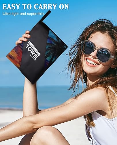 Miniatura 6 de Toalla de playa de gran tamaño de secado rápido, sin arena, toallas de playa de microfibra ligera para natación, piscina, camping, viajes, coloridas