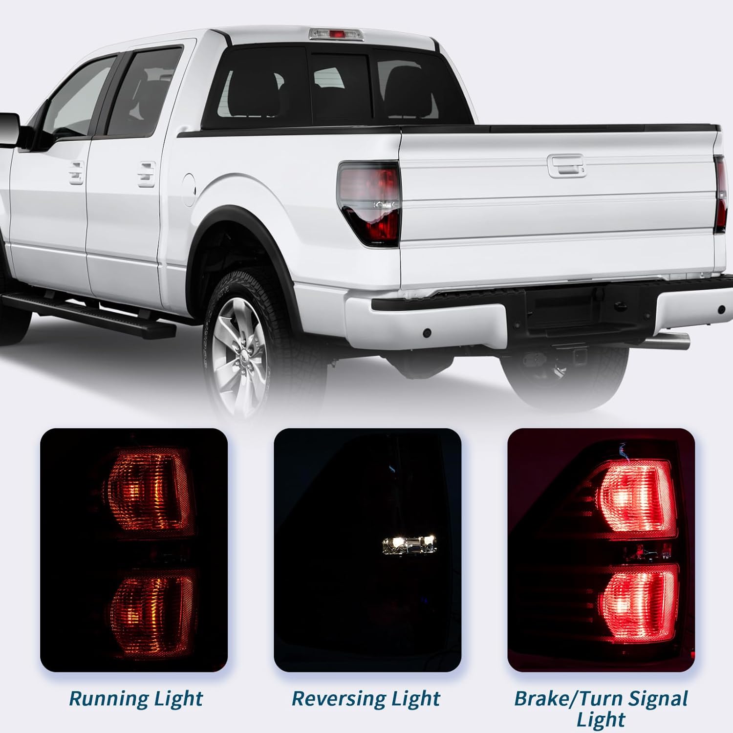 VPIMOZO Brake Tail Light Assembly Compatible With 2009 2010 2011 2012 2013 2014 Ford F150 Rear taillights Pickup Truck Smoked (Driver and Passenger Side)