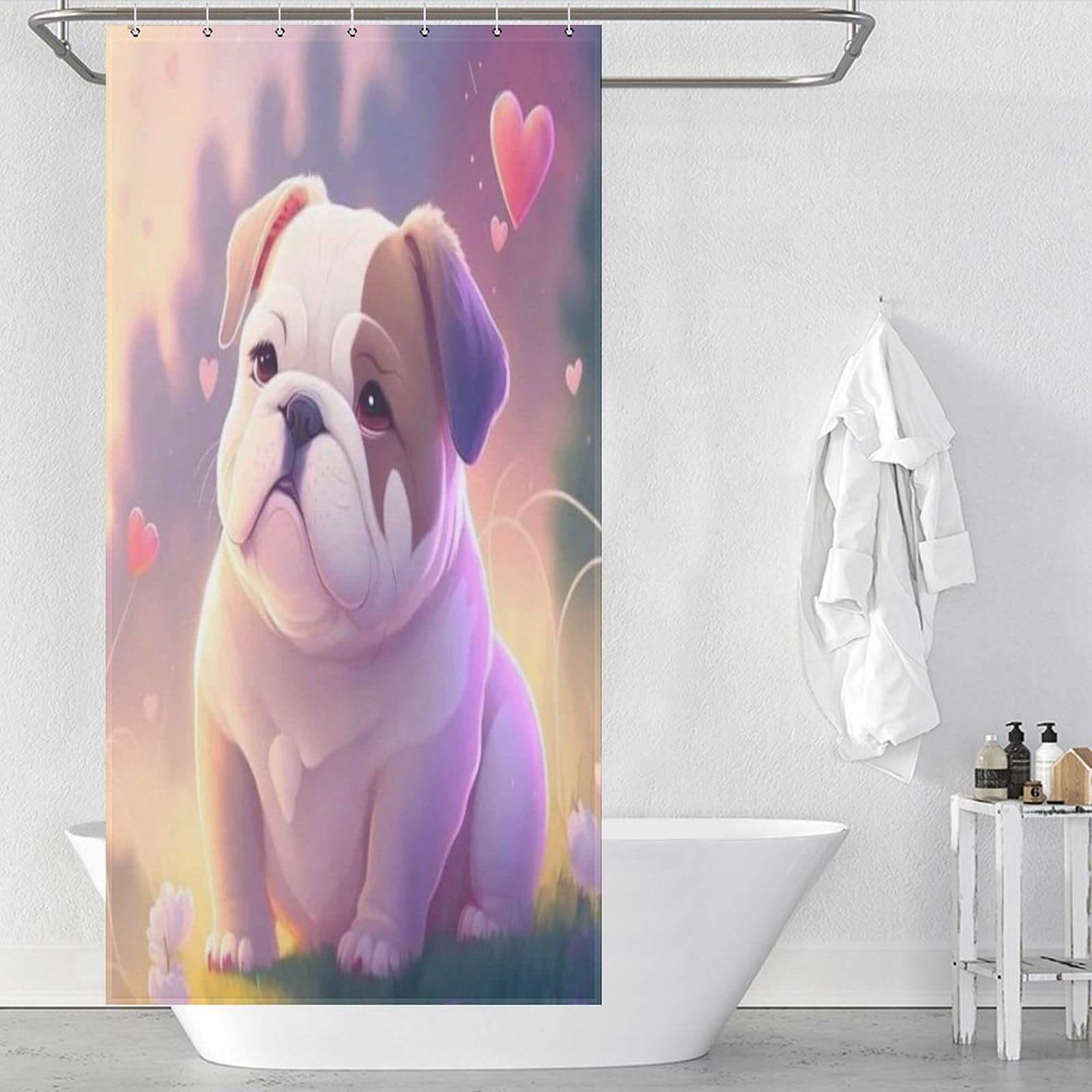 Rideau de douche en tissu de qualité supérieure motif chien lavable