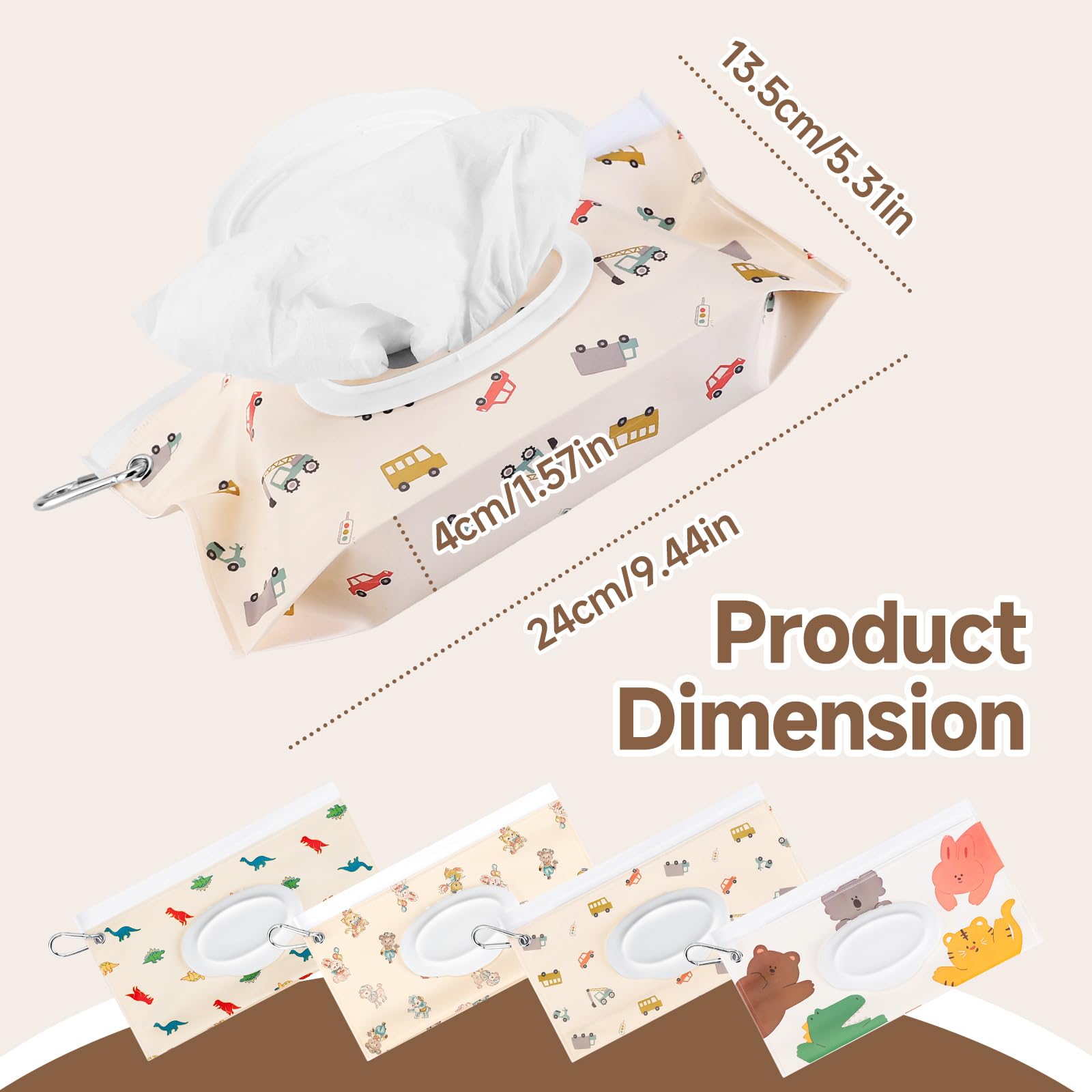 Wipes Container Compatible with Huggies - Portable Reusable Wipes Bag Pouches - Travel Wet Wipes Dispenser - Refillable Wipe Holder Case - Wipe Bags Pouch for Diaper Bag for Outdoor, Bathroom and More — view 3