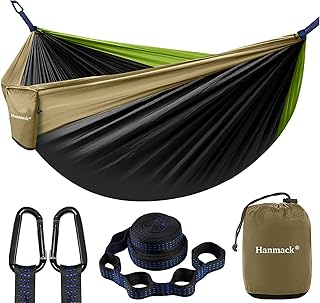 Camping Hammock, Double Hammock with 2 Tree Straps, Portable Lightweight Hammocks with 210T Parachute Nylon for Outdoor, Travel, Beach, Hiking, Yard Gear, 2 Person Hammock for Outside