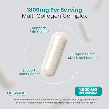 Multi Collagen Pills for Women & Men (120 Capsules) Type I, II, III, V and X - Pure Hydrolyzed Collagen Peptides Supplement - Hair, Skin, Nails & Joint Support - 3rd Party Tested, Non GMO & USA Made