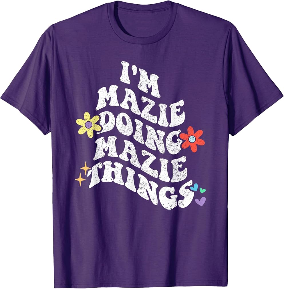 Retro Groovy Im MAZIE Doing MAZIE Things Funny Mother's Day T-Shirt