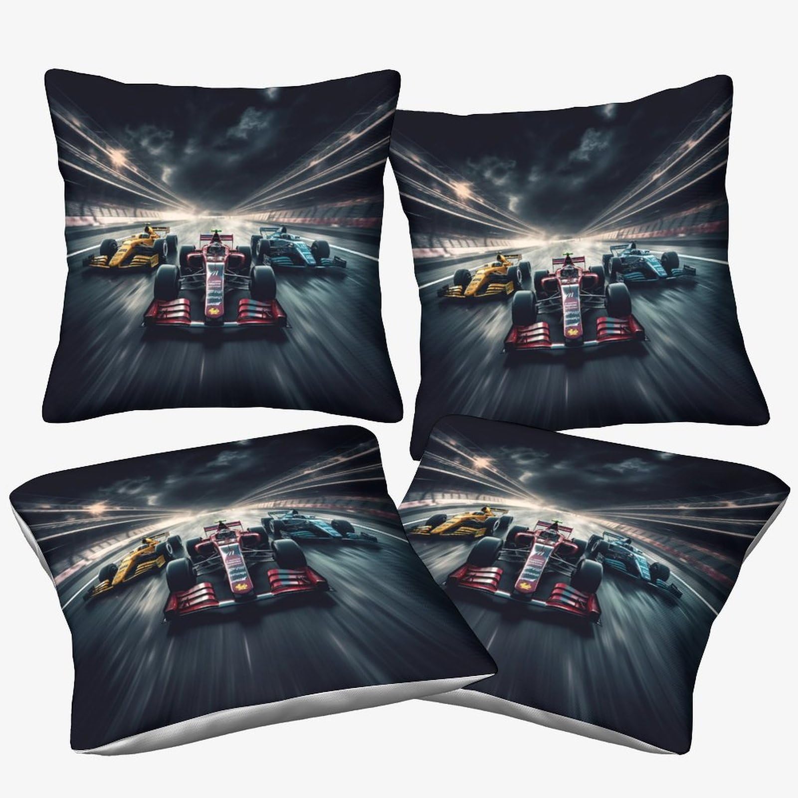 Xiaopangxy Formulaa Racing-4 Formulaa Racing Microfiber Throw Pillow Case, 45X45cm, 4 Pcs, Gift For Wife, Girlfriend, Gift For Couples, Wedding, Racing Car Cushion Cover For Sofa Couch Bed