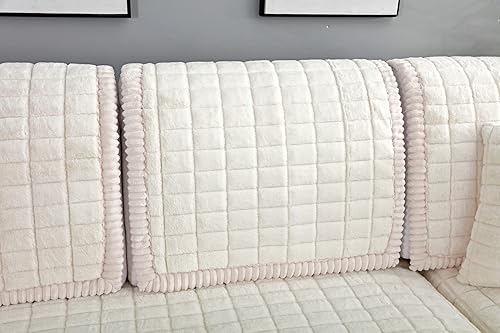 Miniatura 6 de vctops Fundas de lujo para sofá modular de piel sintética de conejo, funda cálida y gruesa para sofá, funda súper suave y sólida para sofá,