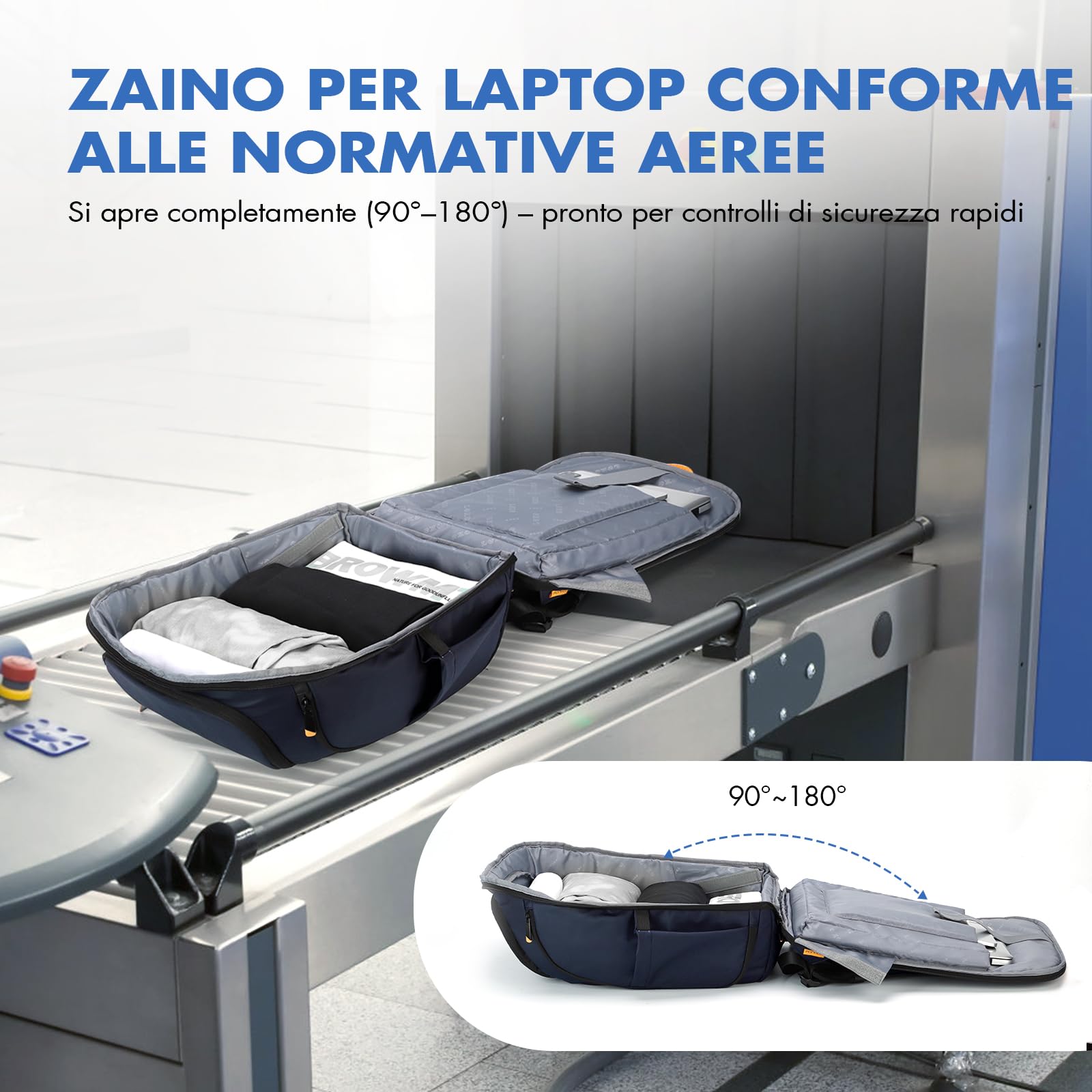 Ponhog Zaino Uomo Porta PC 17 Pollici - Zaino da Viaggio 900D Idrorepellente, Apertura 180° e Design Antifurto, Capacità 30L, Blu